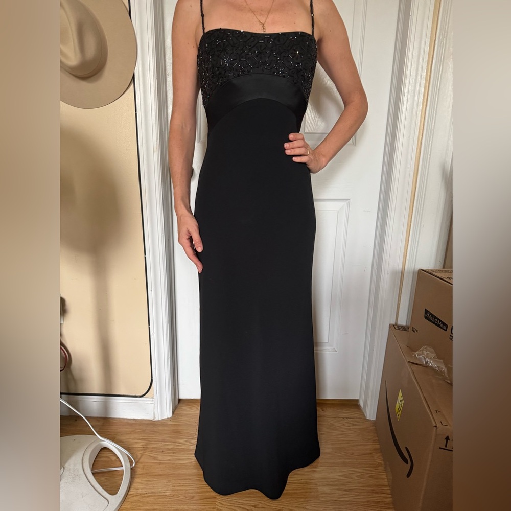 Andrea Polizzi for Rex Lester black evening gown with beading